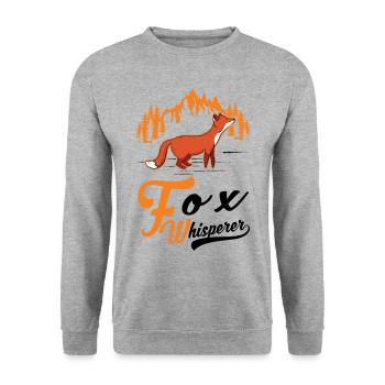 Fuchsflüsterer Fox Whisperer Fuchs - Unisex Sweatshirt - salt & pepper - Front - Alina (178cm) & Michal (187cm)