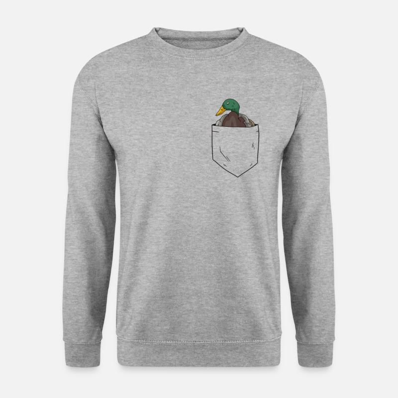 Enten in Brusttasche Entenzüchter - Unisex Pullover - Weißgrau meliert
