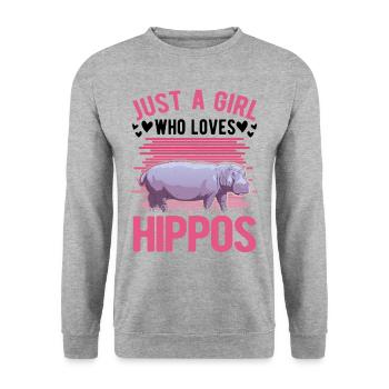 Juste une fille qui aime les hippopotames hippopotames hippopotames - Sweat-shirt Unisexe - gris chiné - Devant - Alina (178cm) & Michal (187cm)