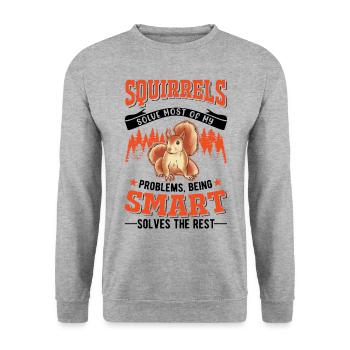 Eichhörnchen Geschenk Grauhörnchen Squirrel - Unisex Pullover - Weißgrau meliert - Vorne - Alina (178cm) & Michal (187cm)