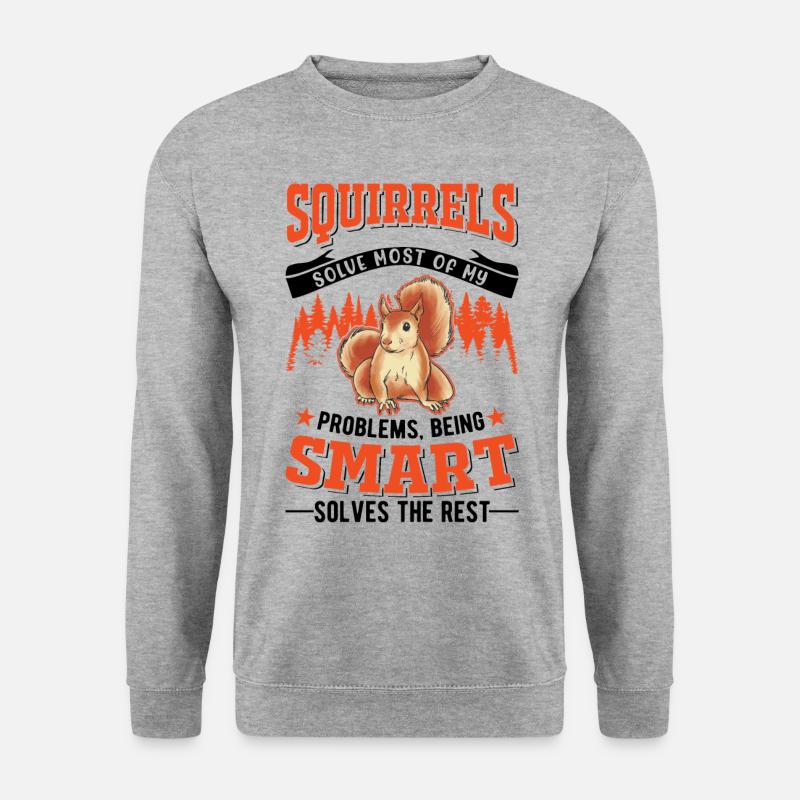 Eichhörnchen Geschenk Grauhörnchen Squirrel - Unisex Pullover - Weißgrau meliert