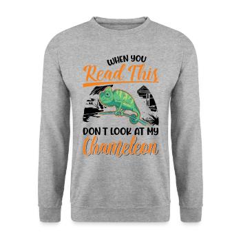 Caméléon Cadeau Caméléon - Sweat-shirt Unisexe - gris chiné - Devant - Alina (178cm) & Michal (187cm)