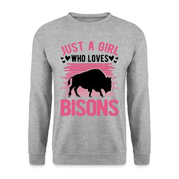 Buffalo Girl Bison Water Buffalo Buffalo - Unisex Sweatshirt - salt & pepper - Front - Alina (178cm) & Michal (187cm)