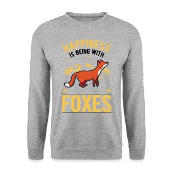 Happiness is being with Foxes Fuchs - Unisex Sweatshirt - salt & pepper - Front - Alina (178cm) & Michal (187cm)