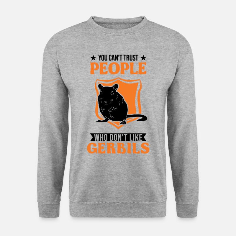 Gerbil Geschenk Mongolische Rennratte Rennmaus - Unisex Pullover - Weißgrau meliert