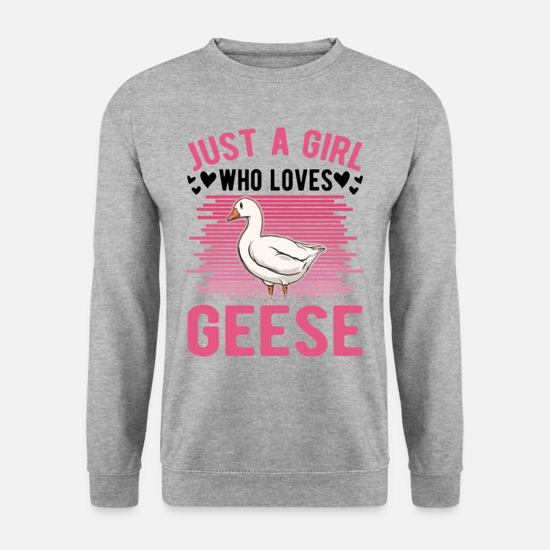 Gänse Mädchen Gänsezüchter Gans - Unisex Pullover - Weißgrau meliert