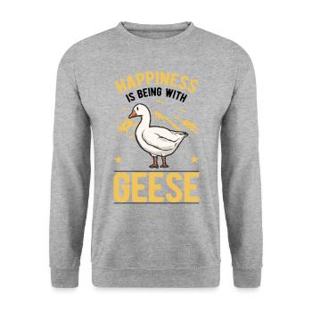 Oies Bonheur Amoureux de l’oie Éleveurs d’oies - Sweat-shirt Unisexe - gris chiné - Devant - Alina (178cm) & Michal (187cm)