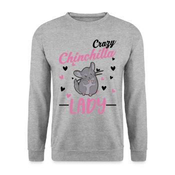 Crazy Chinchilla lady Chinchilla Frau - Unisex Pullover - Weißgrau meliert - Vorne - Alina (178cm) & Michal (187cm)