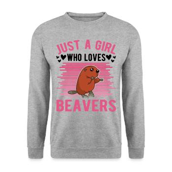 Beaver Girl Beaver Dam - Sweat-shirt Unisexe - gris chiné - Devant - Alina (178cm) & Michal (187cm)
