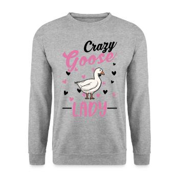 Crazy Goose lady geese goose breeder - Unisex Sweatshirt - salt & pepper - Front - Alina (178cm) & Michal (187cm)