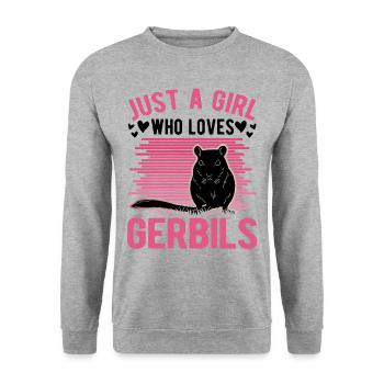 Juste une fille qui aime la fille de Gerbille Gerbille Gerbille - Sweat-shirt Unisexe - gris chiné - Devant - Alina (178cm) & Michal (187cm)