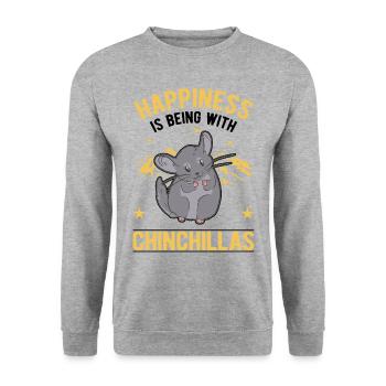 Happiness is being with Chinchillas - Unisex Pullover - Weißgrau meliert - Vorne - Alina (178cm) & Michal (187cm)