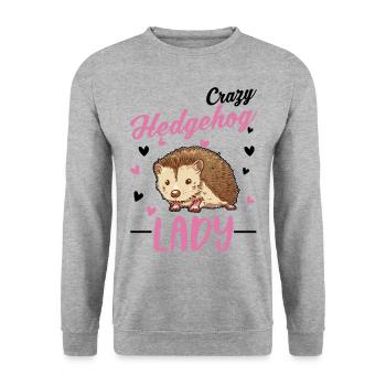 Crazy Hedgehog lady Hedgehog Spiny Hedgehog - Unisex Sweatshirt - salt & pepper - Front - Alina (178cm) & Michal (187cm)