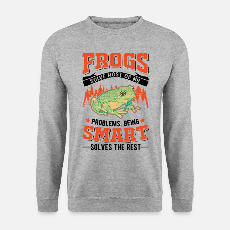 Frosch Geschenk Laubfrosch - Unisex Pullover - Weißgrau meliert