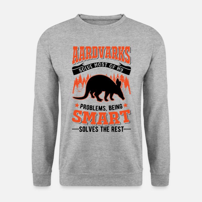 Erdferkel Geschenk Aardvark - Unisex Pullover - Weißgrau meliert