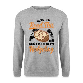 Hedgehog Gift Stacheligel - Unisex Sweatshirt - salt & pepper - Front - Alina (178cm) & Michal (187cm)