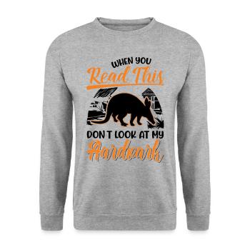 Aardvark Cadeau Aardvark - Sweat-shirt Unisexe - gris chiné - Devant - Alina (178cm) & Michal (187cm)