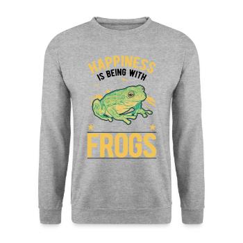 Frog Luck Tree Frog - Unisex Sweatshirt - salt & pepper - Front - Alina (178cm) & Michal (187cm)