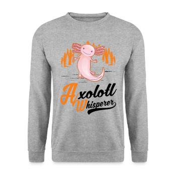 Axolotl Flüsterer Axolotl Whisperer - Unisex Pullover - Weißgrau meliert - Vorne - Alina (178cm) & Michal (187cm)