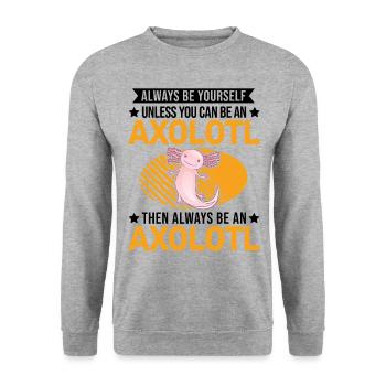 Always be yourself Axolotl - Unisex Pullover - Weißgrau meliert - Vorne - Alina (178cm) & Michal (187cm)