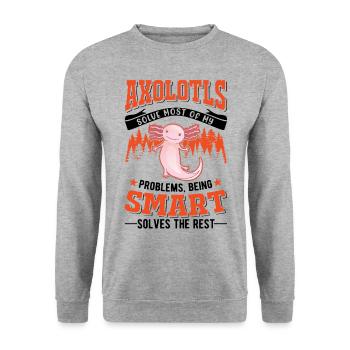 Axolotl Cadeau Amphibien à queue - Sweat-shirt Unisexe - gris chiné - Devant - Alina (178cm) & Michal (187cm)