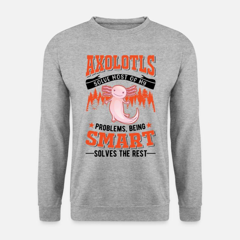 Axolotl Geschenk Schwanzlurch - Unisex Pullover - Weißgrau meliert