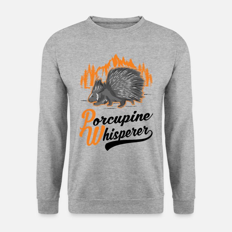 Stachelschwein Flüsterer - Unisex Pullover - Weißgrau meliert