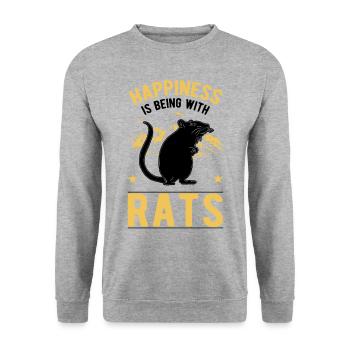 Rat Luck Rat Owner Domestic Rat - Unisex Sweatshirt - salt & pepper - Front - Alina (178cm) & Michal (187cm)