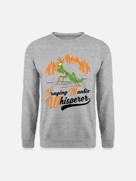 Gottesanbeterin Flüsterer Mantis Fangschrecke - Unisex Pullover - Weißgrau meliert