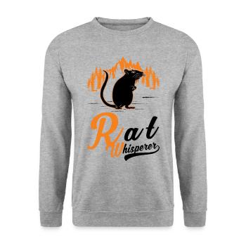 Ratten Flüsterer Hausratte Rattenbesitzer - Unisex Pullover - Weißgrau meliert - Vorne - Alina (178cm) & Michal (187cm)
