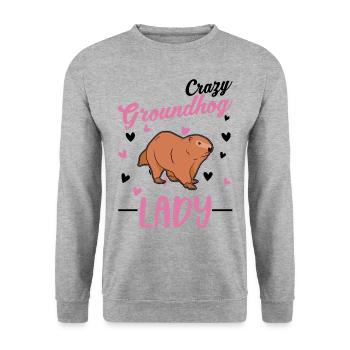 Marmotte folle Femme Crazy Groundhog dame - Sweat-shirt Unisexe - gris chiné - Devant - Alina (178cm) & Michal (187cm)