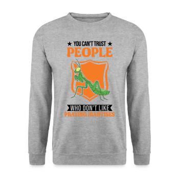 Praying mantis Gift Mantis Mantis - Unisex Sweatshirt - salt & pepper - Front - Alina (178cm) & Michal (187cm)