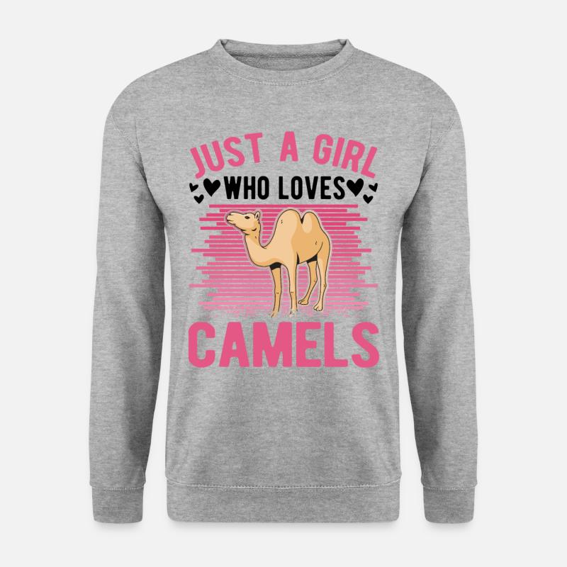 Kamel Mädchen Dromedar Ägypten Großkamel - Unisex Pullover - Weißgrau meliert