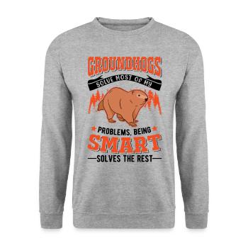 Marmot Groundhog Day Forest Marmot - Unisex Sweatshirt - salt & pepper - Front - Alina (178cm) & Michal (187cm)