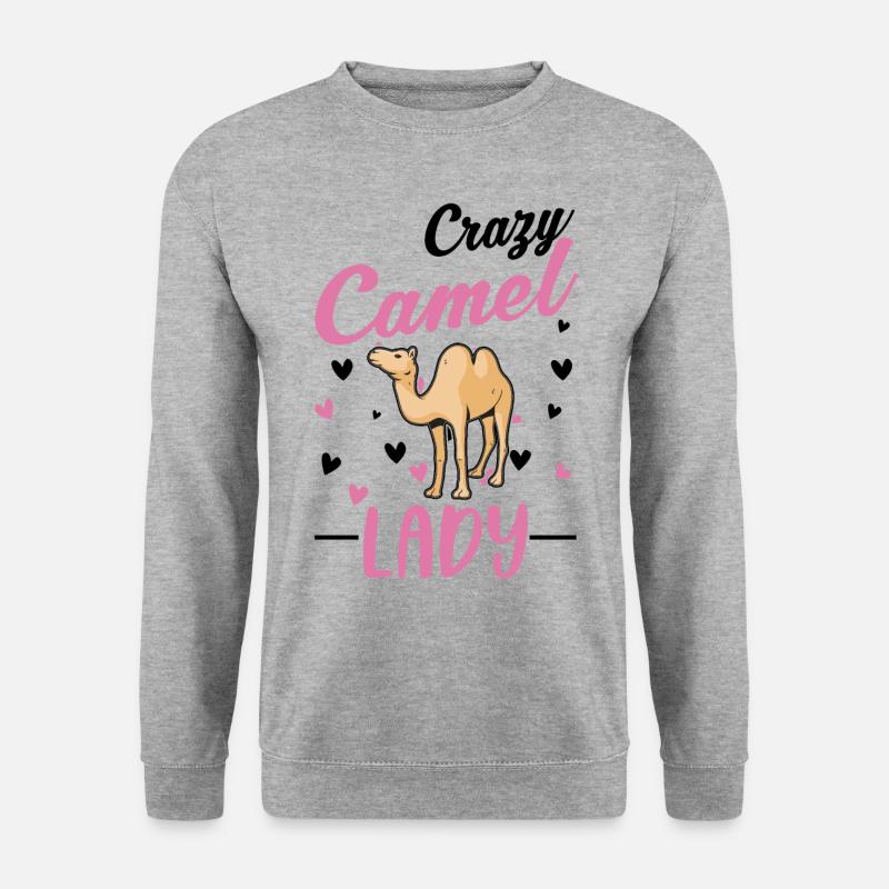 Verrückte Kamel Frau Großkamel - Unisex Pullover - Weißgrau meliert