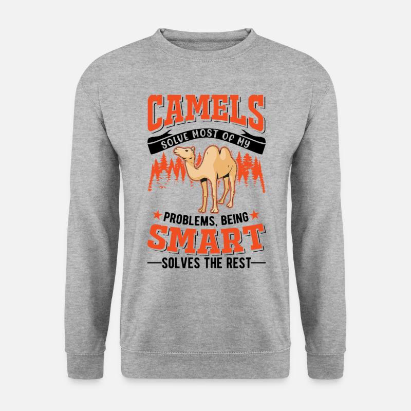 Kamel Dromedar Ägypten Geschenk Großkamel - Unisex Pullover - Weißgrau meliert