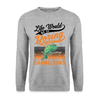 Caméléon Cadeau Caméléon - Sweat-shirt Unisexe - gris chiné - Devant - Alina (178cm) & Michal (187cm)
