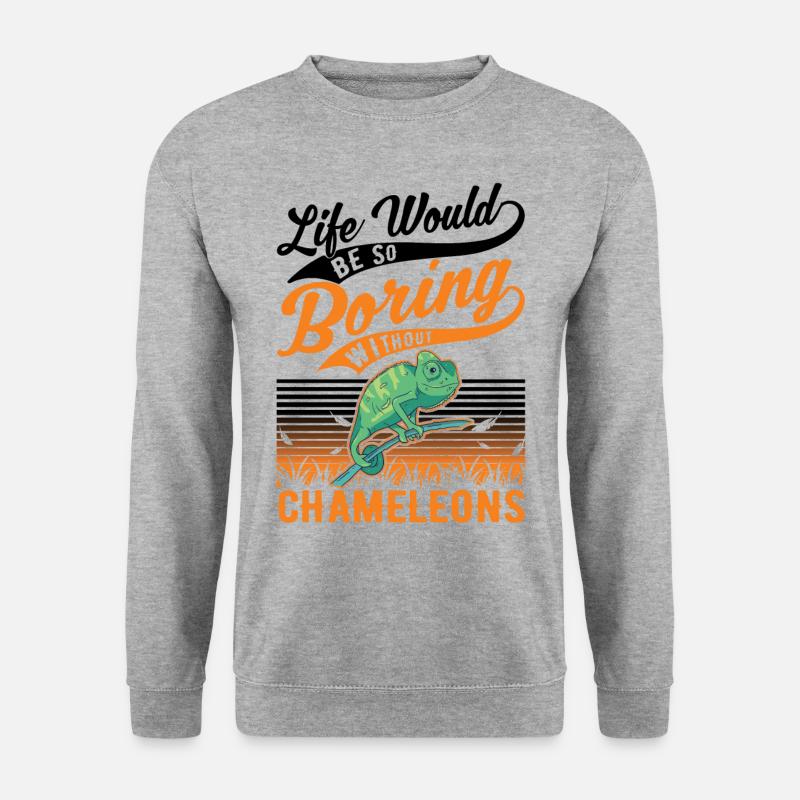 Chamäleon Geschenk Chameleon - Unisex Pullover - Weißgrau meliert