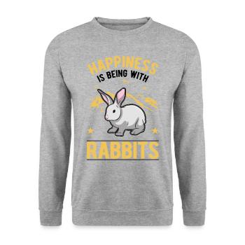 Rabbit Lucky Rabbit Rabbit - Unisex Sweatshirt - salt & pepper - Front - Alina (178cm) & Michal (187cm)