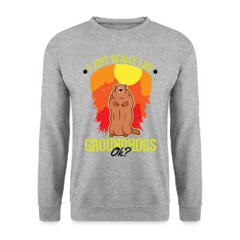 J’aime beaucoup les marmottes Marmotte Murmeltier - Sweat-shirt Unisexe - gris chiné - Devant - Alina (178cm) & Michal (187cm)
