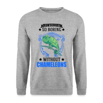 Caméléon Cadeau Caméléon - Sweat-shirt Unisexe - gris chiné - Devant - Alina (178cm) & Michal (187cm)