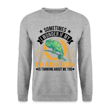 Caméléon Cadeau Caméléon - Sweat-shirt Unisexe - gris chiné - Devant - Alina (178cm) & Michal (187cm)