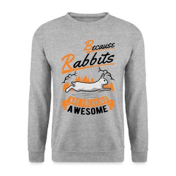 Kaninchen Geschenk Häschen Hase Kaninchen - Unisex Pullover - Weißgrau meliert - Vorne - Alina (178cm) & Michal (187cm)