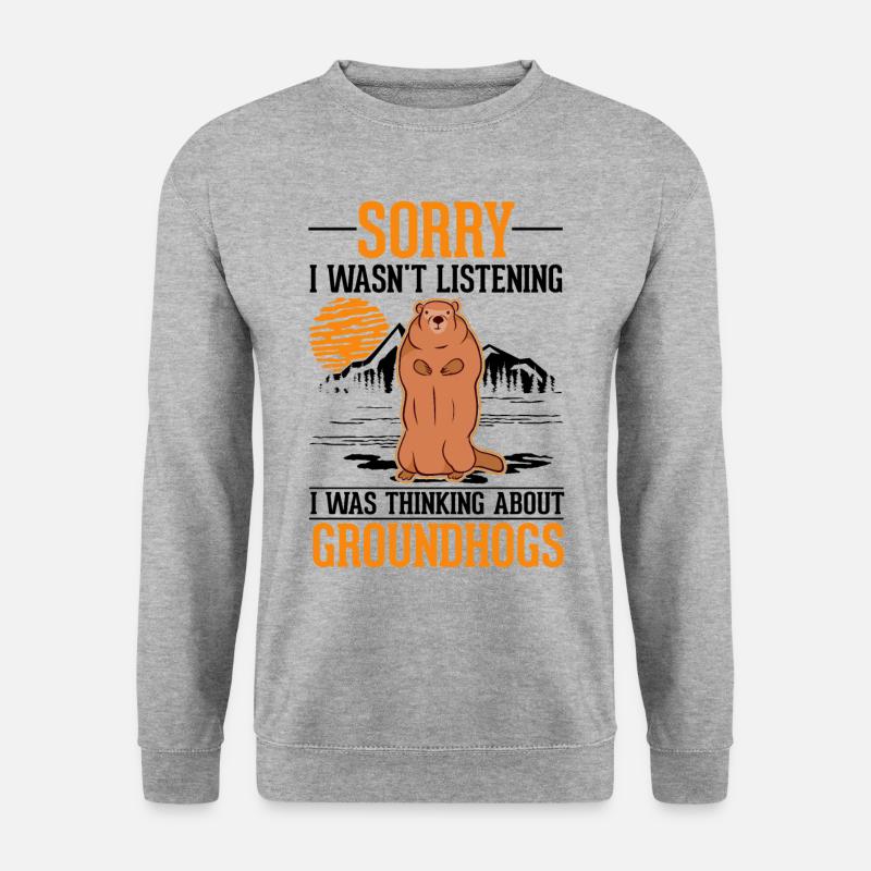 Murmeltier Groundhog Day Waldmurmeltier - Unisex Pullover - Weißgrau meliert