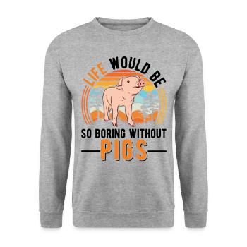 Pig Gift Farmer Pig - Unisex Sweatshirt - salt & pepper - Front - Alina (178cm) & Michal (187cm)
