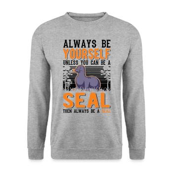 Seal Gift Sea Lion Seal Sea Lion - Unisex Sweatshirt - salt & pepper - Front - Alina (178cm) & Michal (187cm)