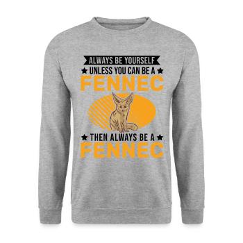 Always be yourses Fennec Wüstenfuchs Fennek - Unisex Pullover - Weißgrau meliert - Vorne - Alina (178cm) & Michal (187cm)