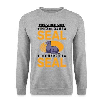 Cadeau de phoque Lion de mer Phoque Lion de mer - Sweat-shirt Unisexe - gris chiné - Devant - Alina (178cm) & Michal (187cm)
