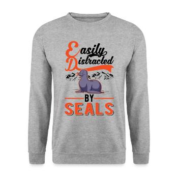 Easily distracted by Seal Robbe Sea Lion - Unisex Sweatshirt - salt & pepper - Front - Alina (178cm) & Michal (187cm)