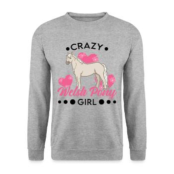 Poney fille galloise folle - Sweat-shirt Unisexe - gris chiné - Devant - Alina (178cm) & Michal (187cm)